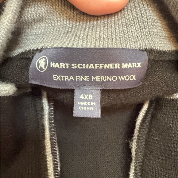Merino Wool, Men’s Hart Schaffner Marx, size 4X Black & Gray 1/4 zip Sweater big - Picture 2 of 11